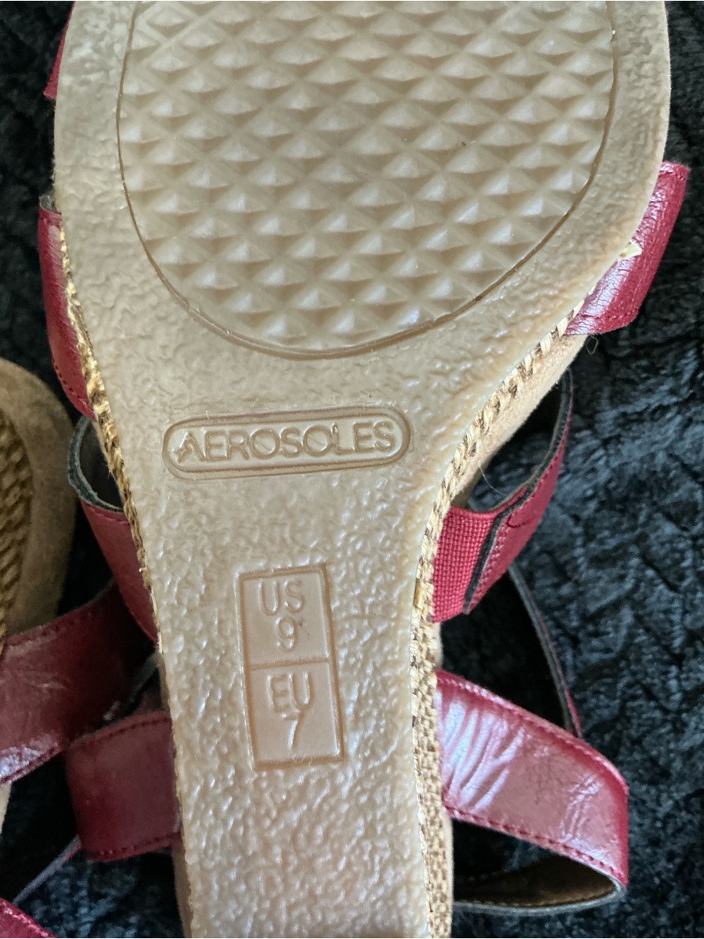 AEROSOLES Red Strappy Wedge Sandals - Picture 8 of 8